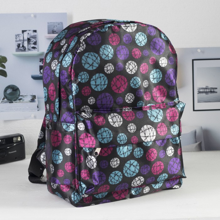 Рюкзак на молнии, 1 отдел, наружный карман, цвет чёрный/разноцветный