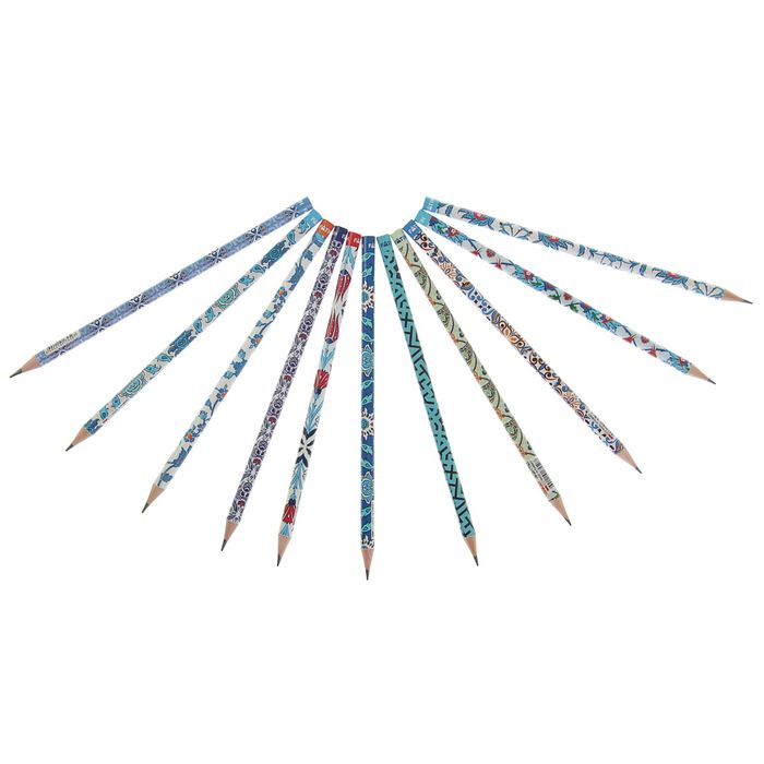 Карандаш чернографитный дизайн Fatih HB Seramic круглый микс*11 видов в пл.стакане 17450