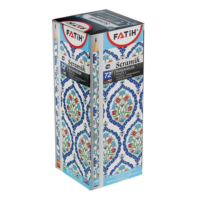 Карандаш чернографитный дизайн Fatih HB Seramic круглый микс*11 видов в пл.стакане 17450