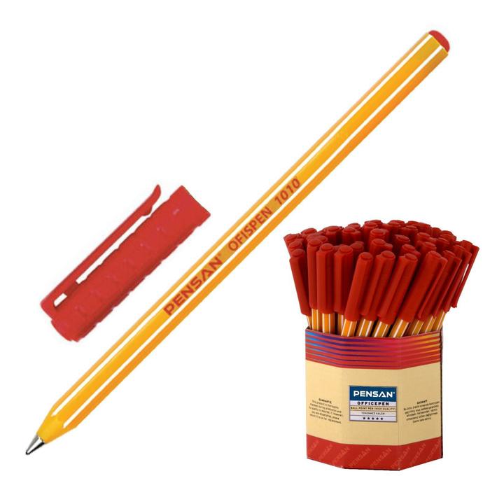 Ручка шариковая Pensan OFFISPEN 1010, узел 1.0 мм, красная