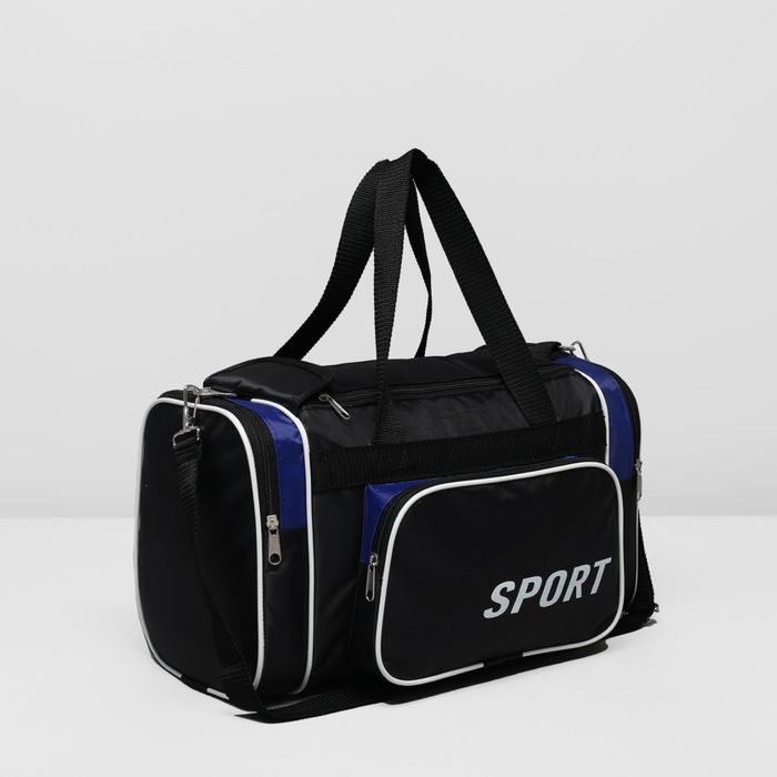 Сумка спортивная 12, 36*18*22, 1 отд на молнии 3 н/кармана, синий/черный 2391094