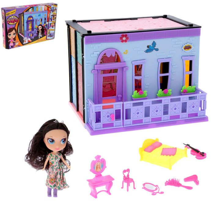 Дом для куклы "Спальня-2" с куклой и с аксессуарами