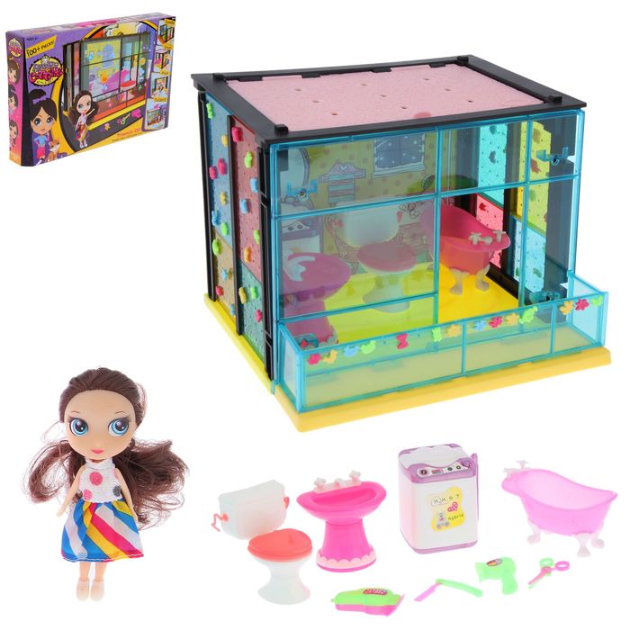 Дом для куклы "Ванная комната" с куклой и аксессуарами