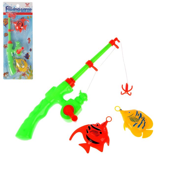 Рыбалка магнитная "Весёлая игра", удочка, 2 рыбки, МИКС