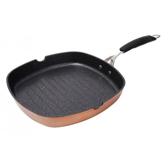 Сковорода-гриль Bergner, 28 х 28 х 4.5 см, кованый алюминий, антипригарное покрытие