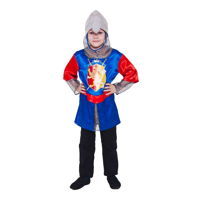 Карнавальный костюм "Рыцарь", р-р 32, рост 128-134 см, цвет сине-красный
