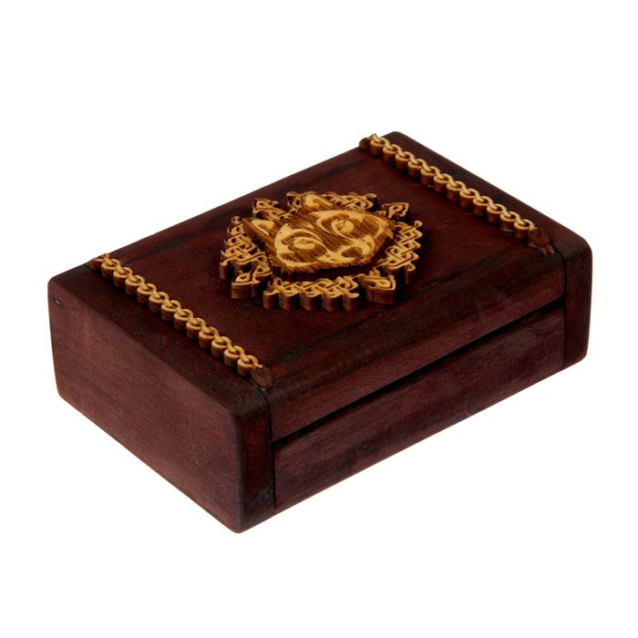 Шкатулка для визиток "Волк" кедр