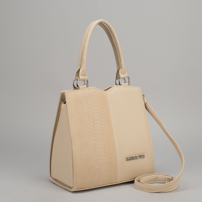 Сумка женская на молнии, 1 отдел, наружный карман, цвет бежевый