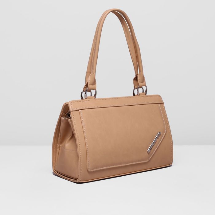 Сумка женская на молнии, 1 отдел, наружный карман, цвет бежевый