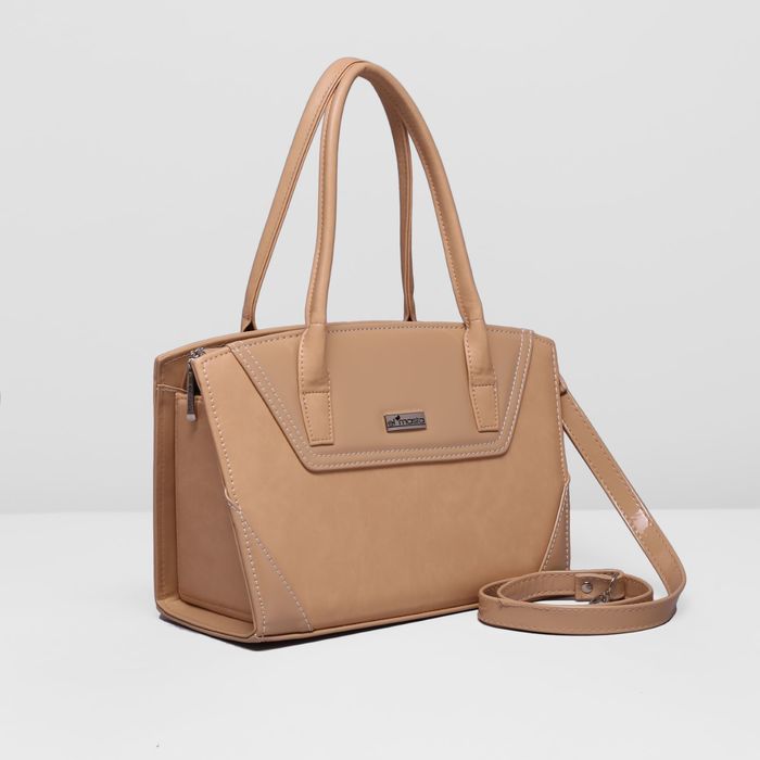 Сумка женская на молнии, 1 отдел, наружный карман, цвет бежевый