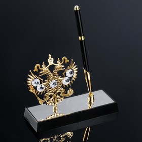 Ручка на подставке «Герб России», 16×6×20 см, с кристаллами Ош