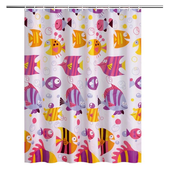 Штора для ванной Fishes, кольца в комплекте