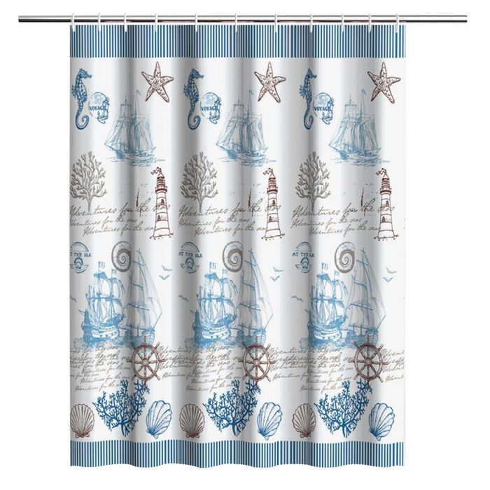 Штора для ванной Sea, кольца в комплекте