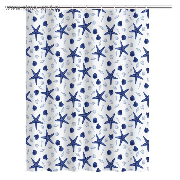 

Штора для ванной Starfish 180x180 см, кольца в комплекте
