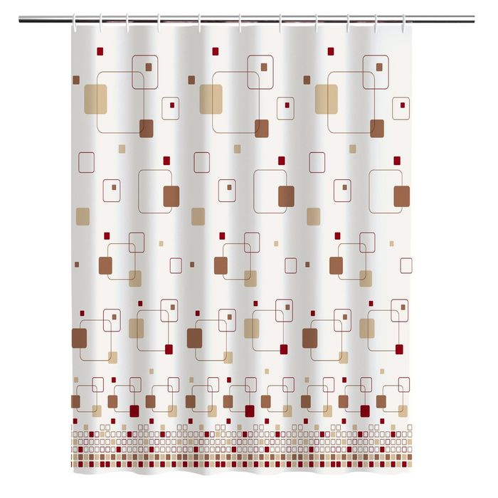 Штора для ванной Geometry Brown, кольца в комплекте