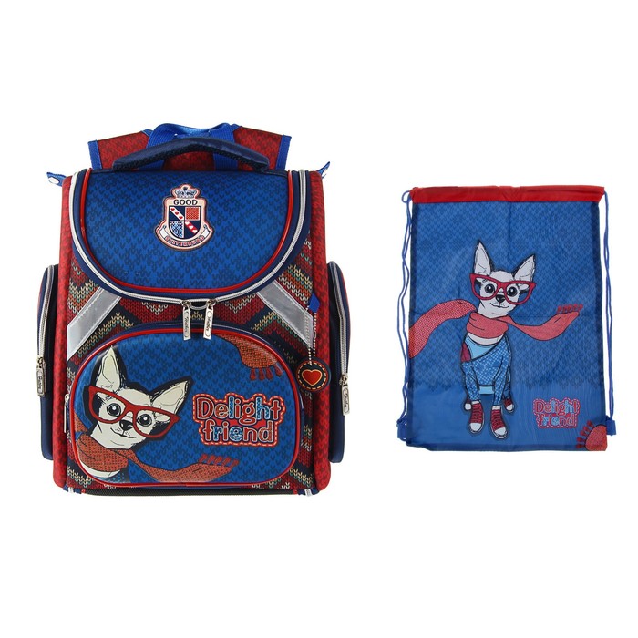 Ранец Стандарт раскладной Hatber CompactPlus 37*30*17 +мешок "Вязанка"