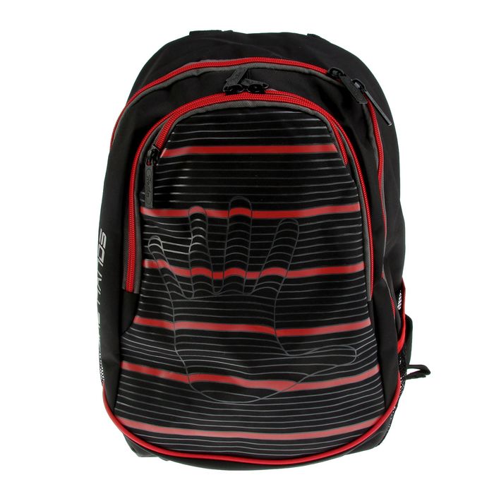Рюкзак молодежный эргономичная спинка Hatber 42*30*20 Street «Линия руки», чёрный/красный NRk_17092