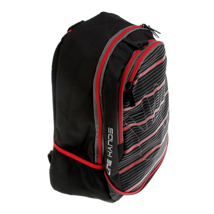 Рюкзак молодежный эргономичная спинка Hatber 42*30*20 Street «Линия руки», чёрный/красный NRk_17092