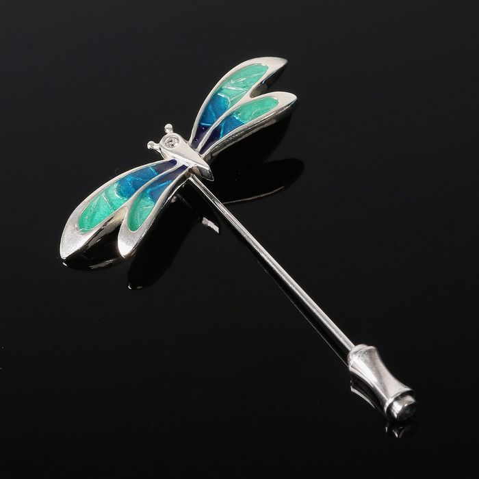 Брошь "Феба", цвет голубой в серебре