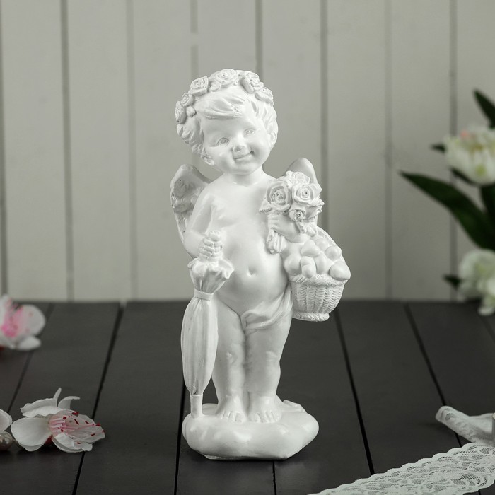 Статуэтка "Ангел с зонтиком" белый, 22 см