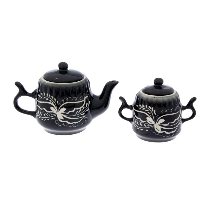 Чайник и сахарница "Черный декор" чайник 0,75 л и сахарница 0,37 л