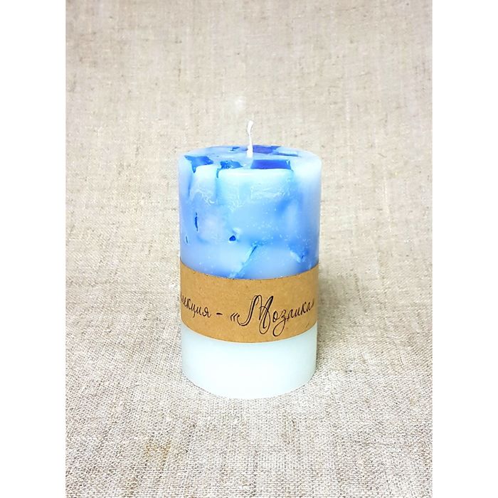 Свеча "Ручная работа" цилиндр Мозаика 60х100 "Кубики льда"