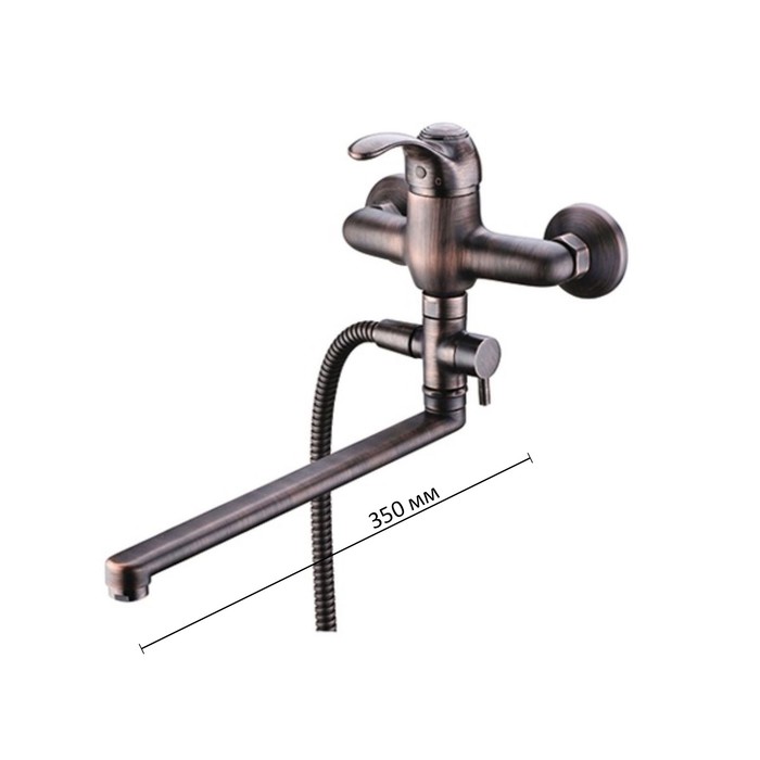 Смеситель для ванны WasserKRAFT Isar 1302L, поворотный излив 350 мм, "темная бронза"