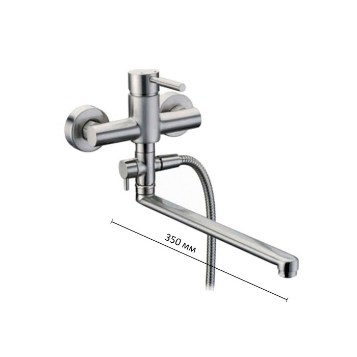 Смеситель для ванны WasserKRAFT Wern 4202L, длинный поворотный излив 350 мм, "матовый хром"   239794