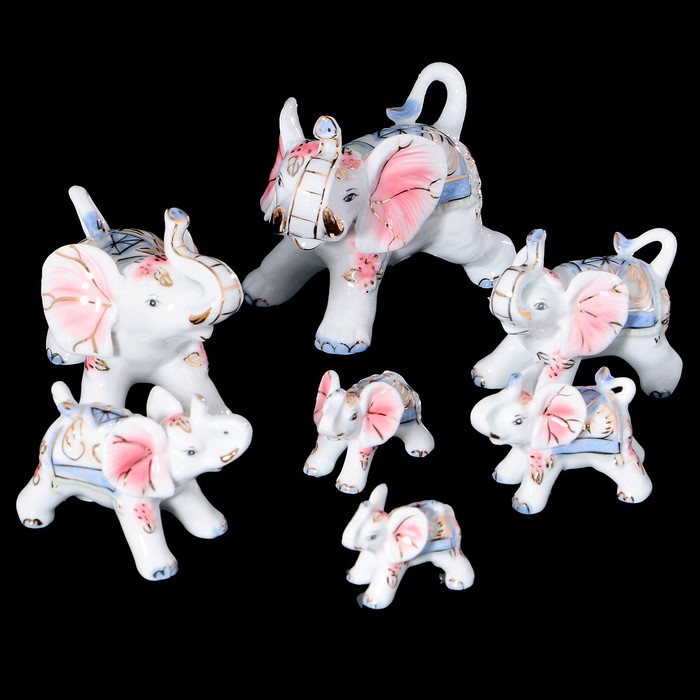 Набор «Слоны», 7 фигурок, фарфор