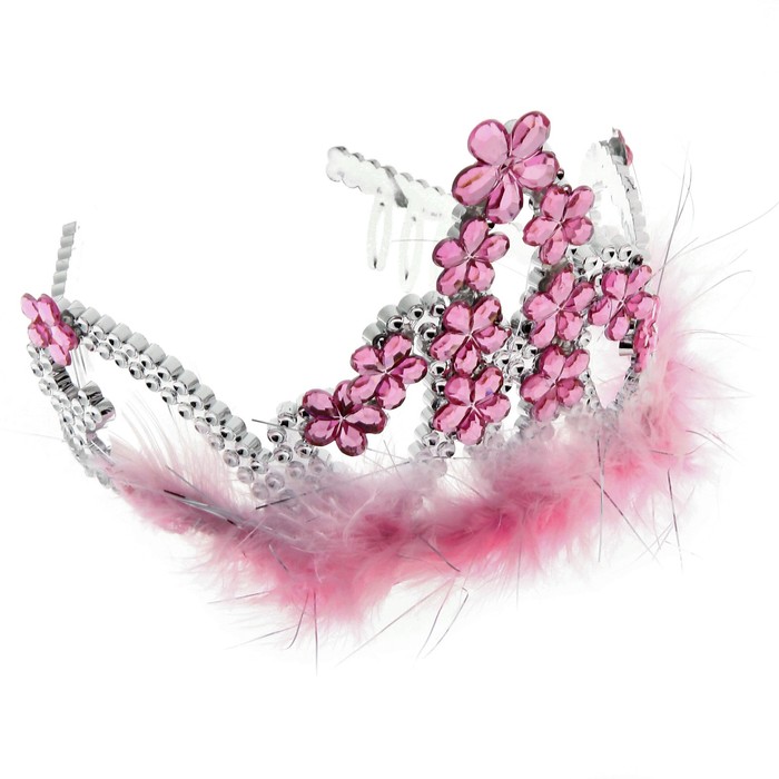 Корона с мехом "Цветочный рай" розовая