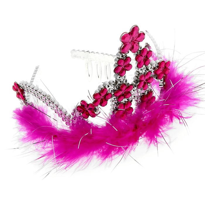 Корона с мехом "Цветочный рай" малиновая