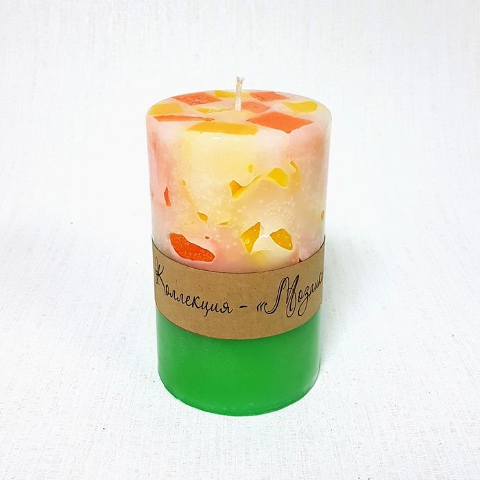 Свеча "Ручная работа" цилиндр Мозаика 80х120 Цитрусовый микс