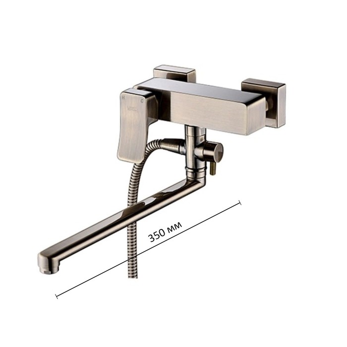 Смеситель для ванны WasserKRAFT Exter 1602L, поворотный излив 350 мм, "светлая бронза"