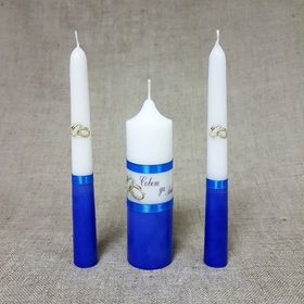 

Набор свечей "Свадебный" синий: Родительские свечи 1,8х17,5;Домашний очаг 4х13,5