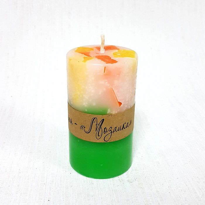Свеча "Ручная работа" цилиндр Мозаика 60х100 Цитрусовый микс