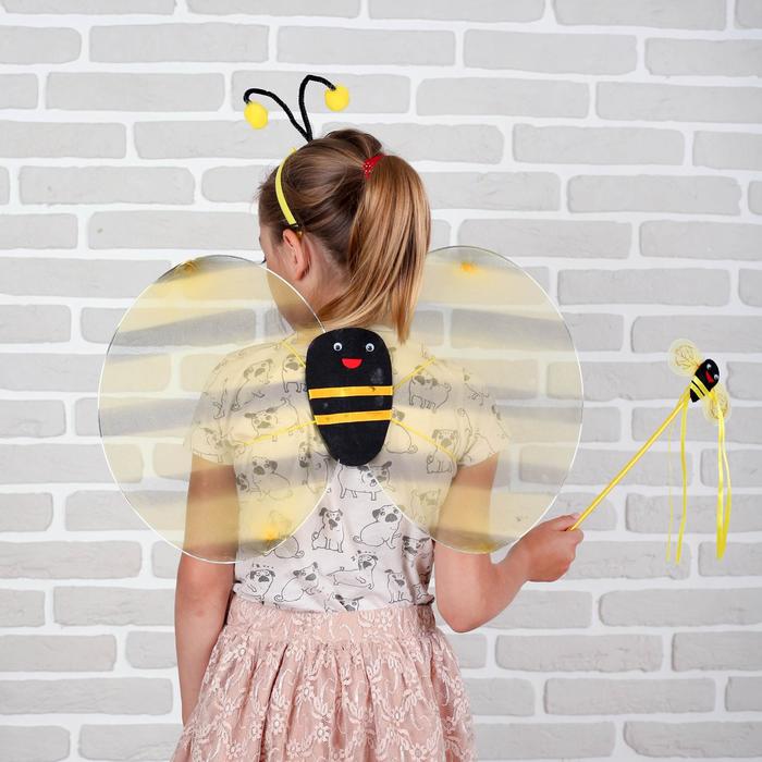 Карнавальный набор Пчёлка, 3 предмета: крылья, палочка, ободок, 3-5 лет