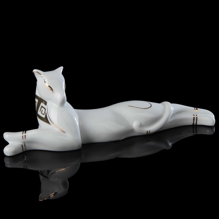 Сувенир «Кот белый», лежачий, 20×5,5×7 см, фарфор