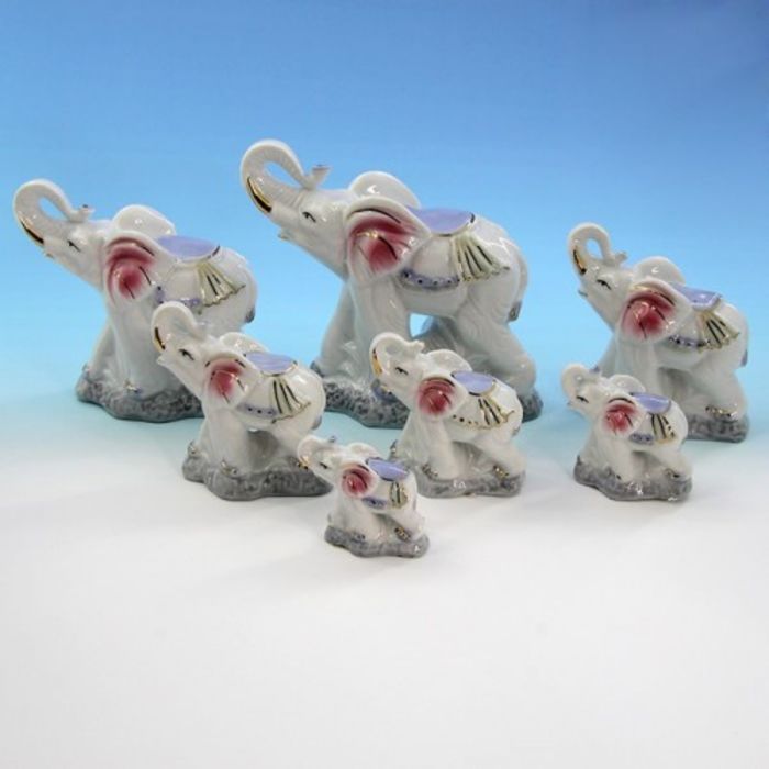 Набор из 7 слонов "Семь слонов", фарфор