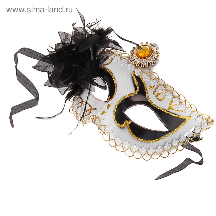 фото Карнавальная маска «очаровашка», с чёрным цветком страна карнавалия