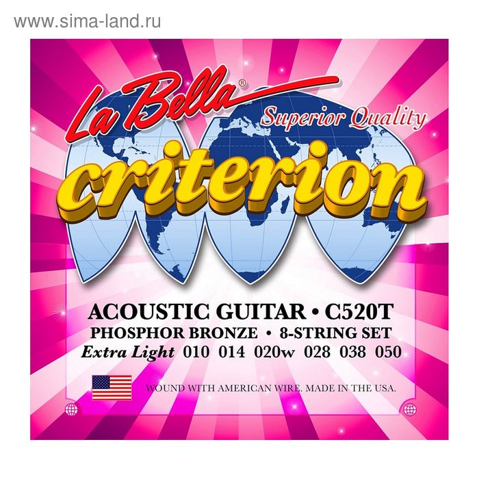 цена Струны для акустической гитары La Bella C520T Criterion 010-050