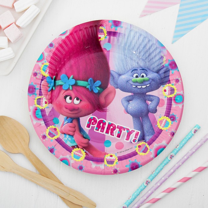 Тарелка бумажная 20 см "Тролли" (набор 8 шт) / Trolls