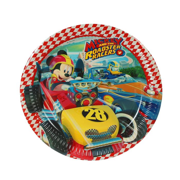 Тарелка бумажная 22 см "Микки Маус Гонщик" (набор 8 шт) / Mickey Roadster