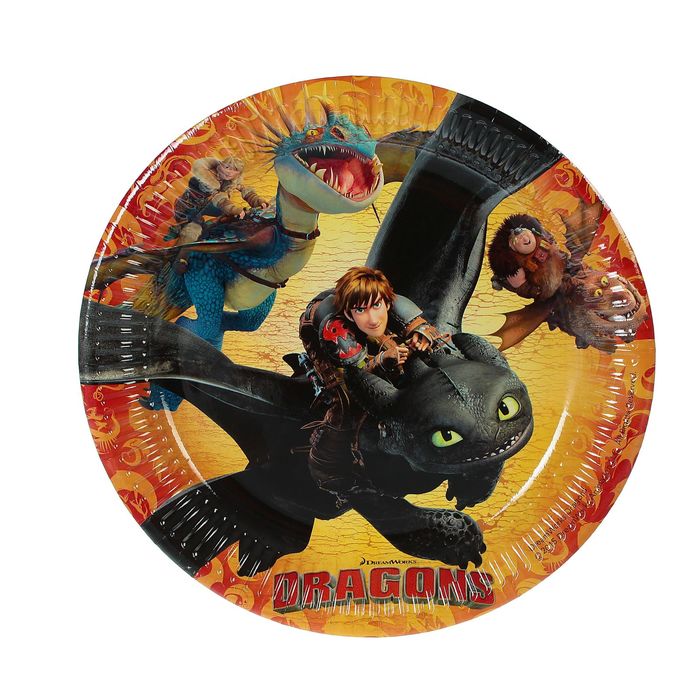 Тарелка бумажная "Драконы", набор 8 шт., 22 см