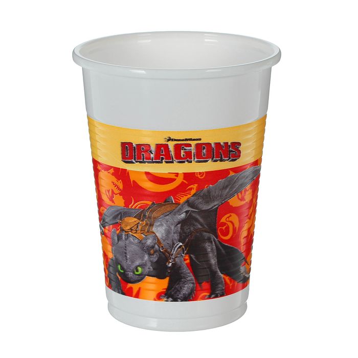 Стаканы пластиковые 200 мл "Драконы" (набор 8 ш) / Dragons