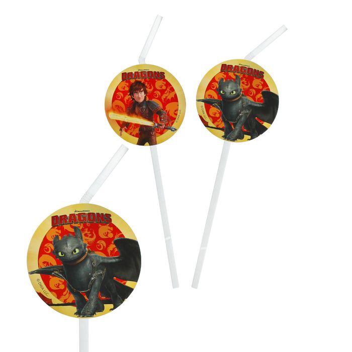 Трубочки "Драконы" (набор 6 шт) / Dragons