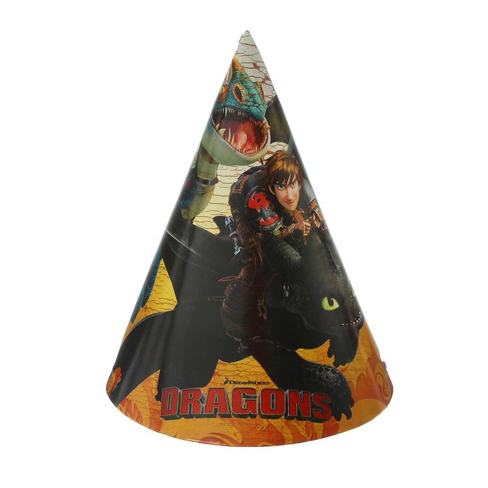 Колпаки бумажные "Как приручить дракона", набор 6 шт.