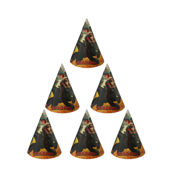 Колпаки бумажные "Как приручить дракона", набор 6 шт.