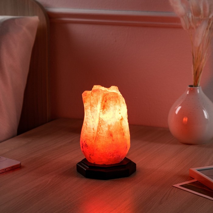 фото Соляная лампа "тюльпан малый", цельный кристалл, 15 см, 1,5 кг ваше здоровье