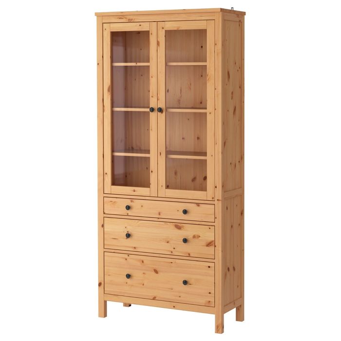 Шкаф-витрина с 3 ящиками, цвет светло-коричневый ХЕМНЭС