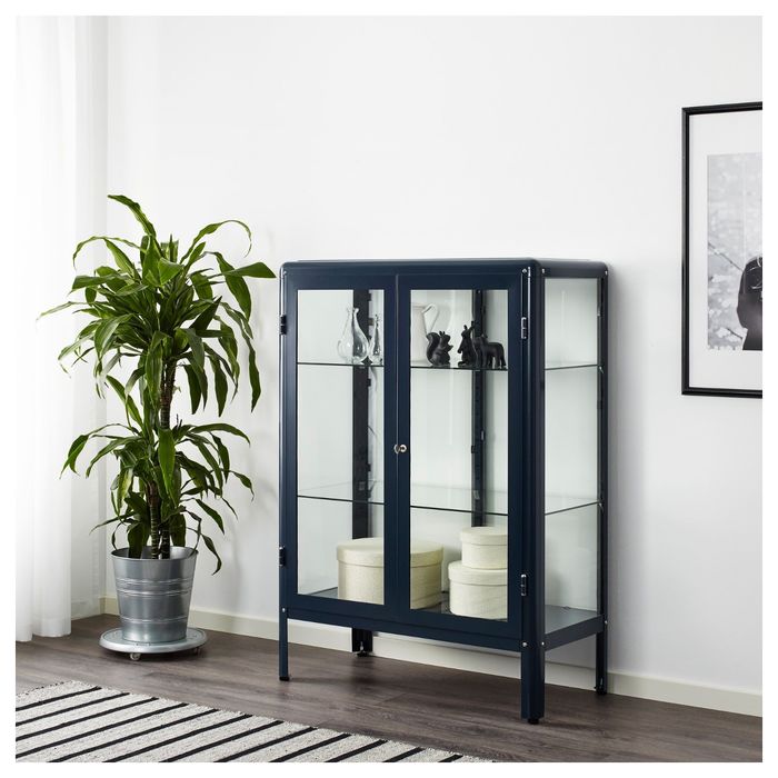 Шкаф-витрина, цвет синий ФАБРИКОР